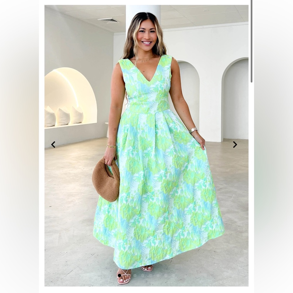 Gingham and Heels. Artoe Midi Dress - Mint Jacquard